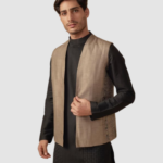 Premium Textured Taupe Saderiya Vest